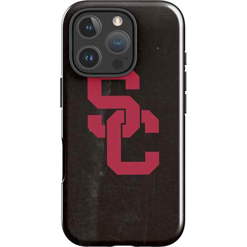 University of Southern California USC Black Distressed iPhone 16 Pro Impact Case